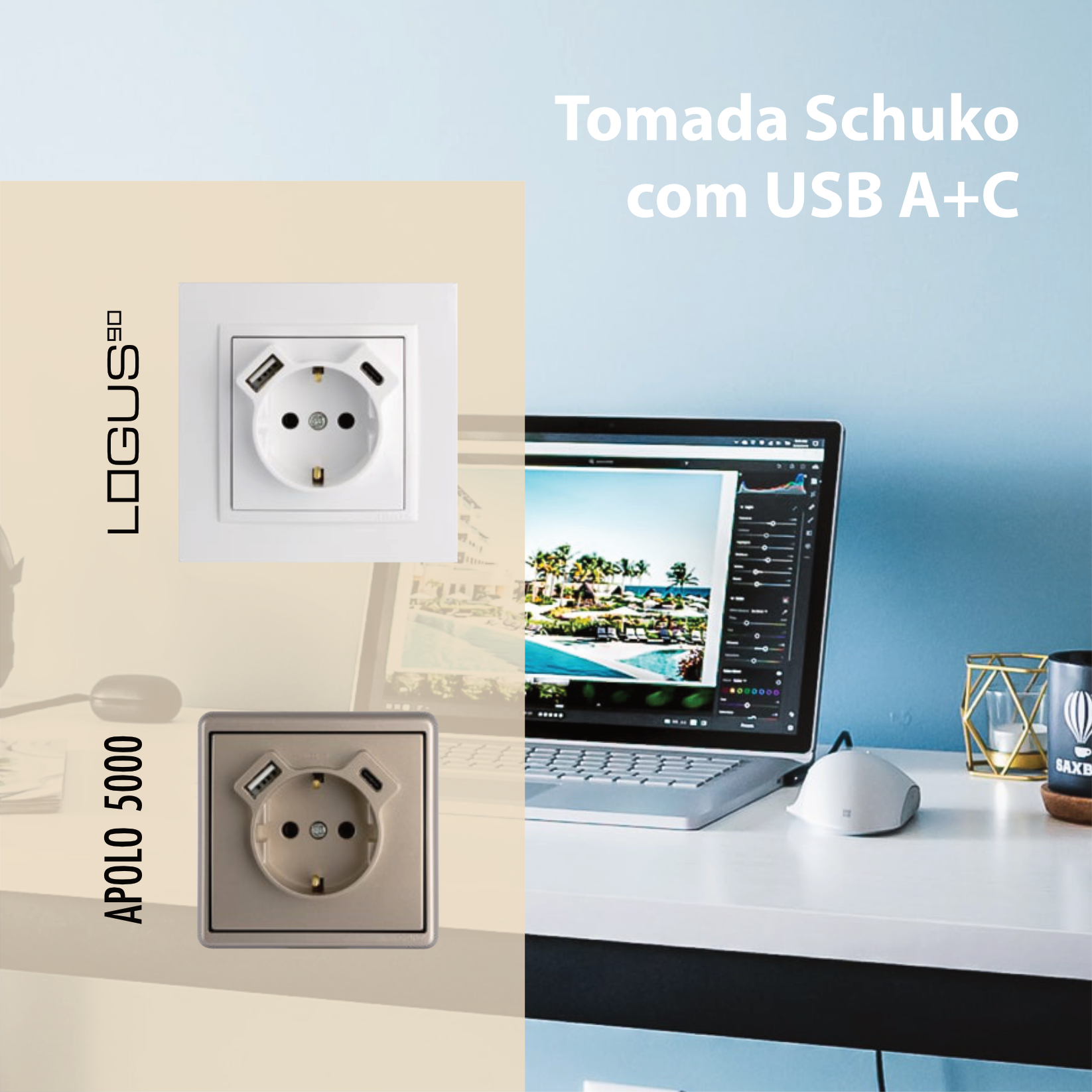 EFAPEL: Tomada Schuko + USB